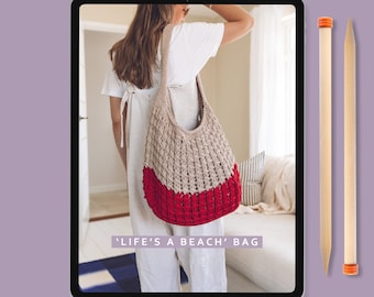 Knitting Pattern - Beach Bag / Big Cotton Bag downloadable pattern