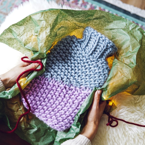 Knit Kit - Hot Water Bottle Cover - Super chunky merino yarn