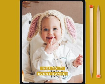 Patrón de tejido - Gorro de conejito 'Hop to it' / Gorro de punto para niños y bebés
