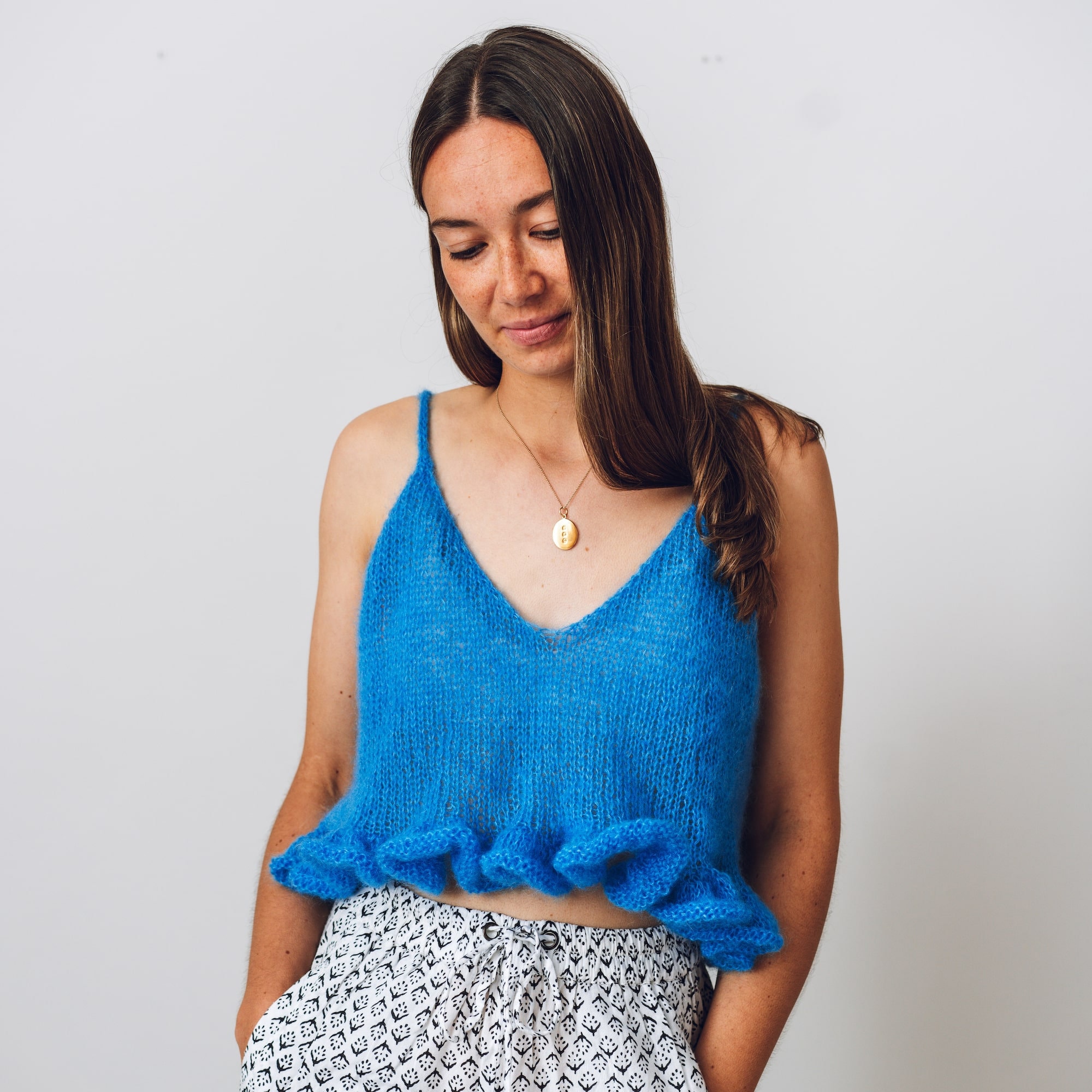 Knitting Pattern - Frill Seeker Camisole Vest | Mini Mohair