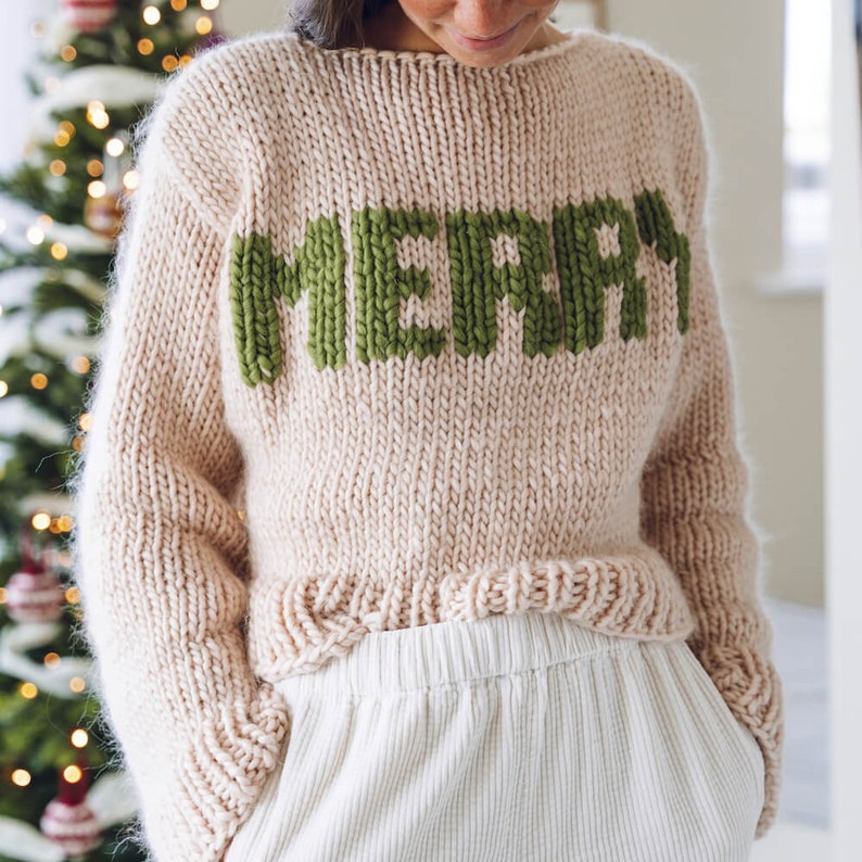 Knitting Pattern Merry AF Jumper Knitted Christmas Jumper Festive jumper knitting kit image 3