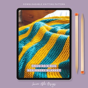 Knitting Pattern - Easy Blanket for beginner knitters - Instant Download