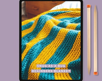 Knitting Pattern - Easy Blanket for beginner knitters - Instant Download