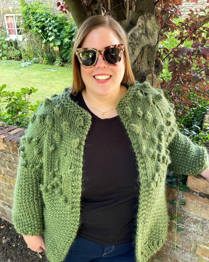 Buy Knitting Pattern Bobble Bomber Chunky Cardigan Knitting