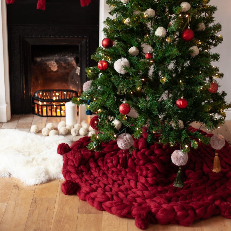 Giant Knitted Christmas Tree Skirt Christmas Home Decor FREE UK Shipping image 8