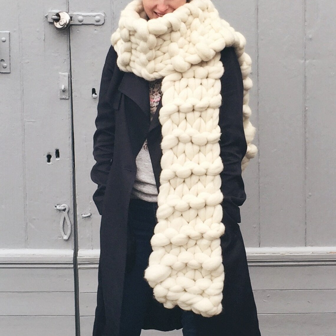 Classic Chunky Knitted Scarf Chunky Merino Wool Yarn - Etsy