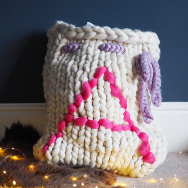 Knitted Christmas Sack giant knitting Personalized Santa Sack Christmas presents Large chunky knitted present Sack Christmas decoration