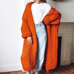 Knitting Pattern Easy Chunky Cardigan Coat The 'Ankle Grazer' beginners knit image 5