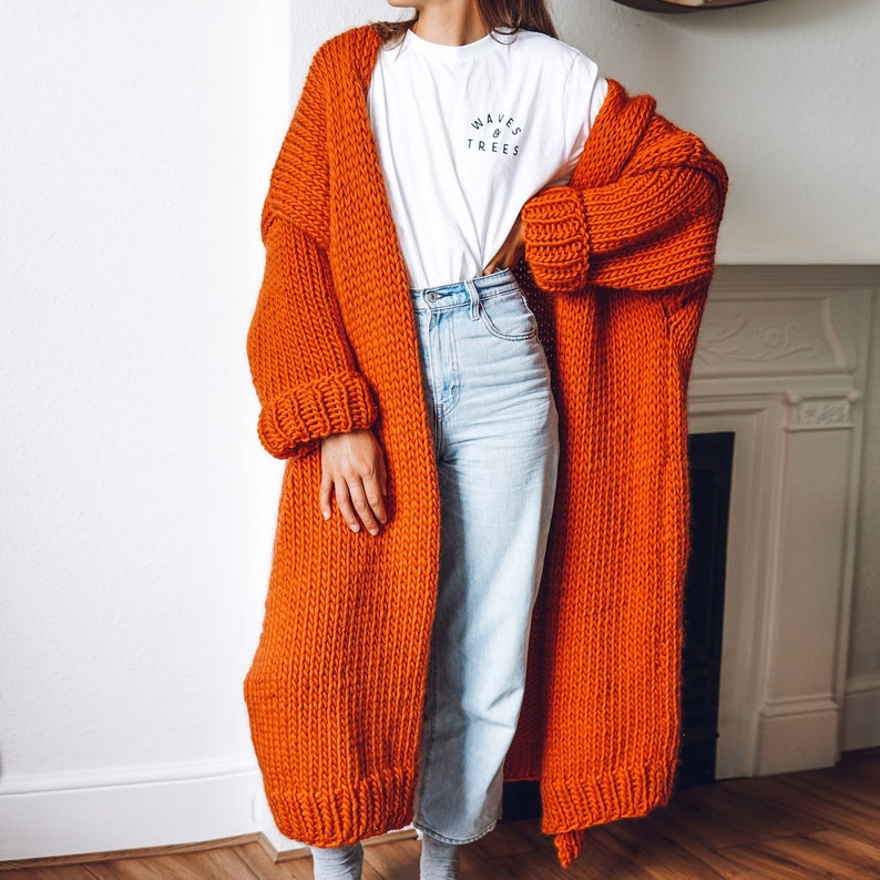 Knitting Pattern - Easy Chunky Cardigan Coat - The 'Ankle Grazer' beginners knit image 5