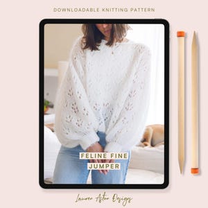 Knitting Pattern - Feline Fine Mohair Jumper / Boatneck jumper pattern / Lace knitting pattern