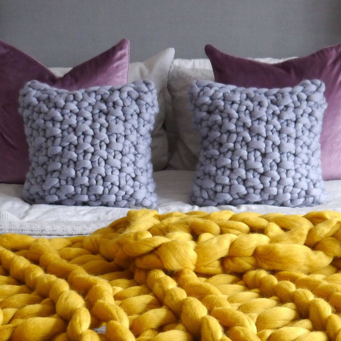 Grey chunky knit cushion grey knitted cushion decorative Etsy