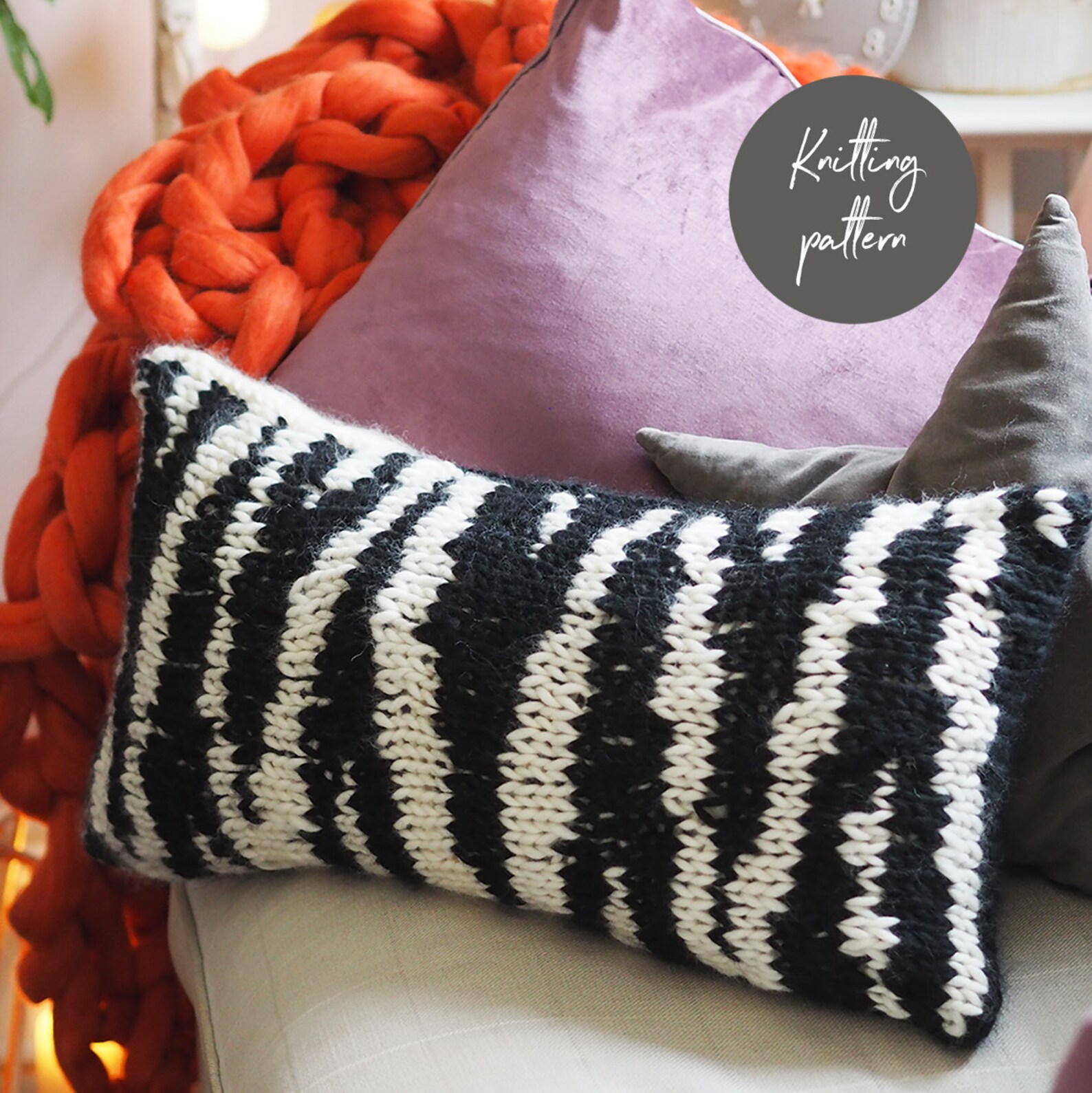 Knitting Pattern Zebra Print 'have You Herd' Knitted Etsy