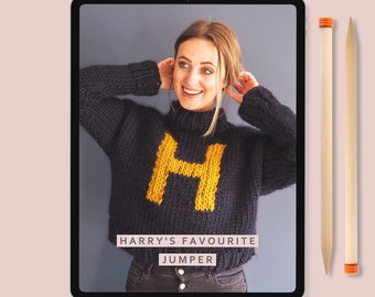 Knitting Pattern - Harry's Favourite Jumper - Personalised Roll Neck Sweater Knitting Pattern