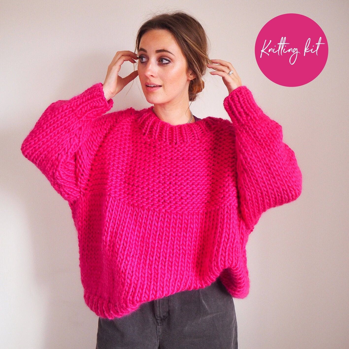 Knit Kit Not Your Basic Stitch Jumper Oversized Slouchy Jumper
