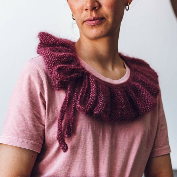 Knit Kit - Ruffle Collar | Mini Mohair knitted tie-up collar