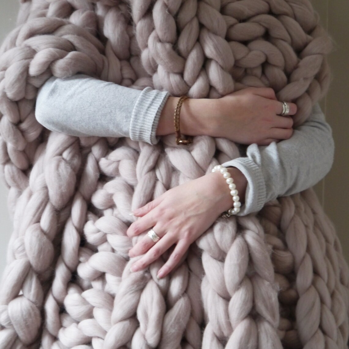 Chunky Knit Mink Blush Blanket Giant Knit Blush Blanket Etsy