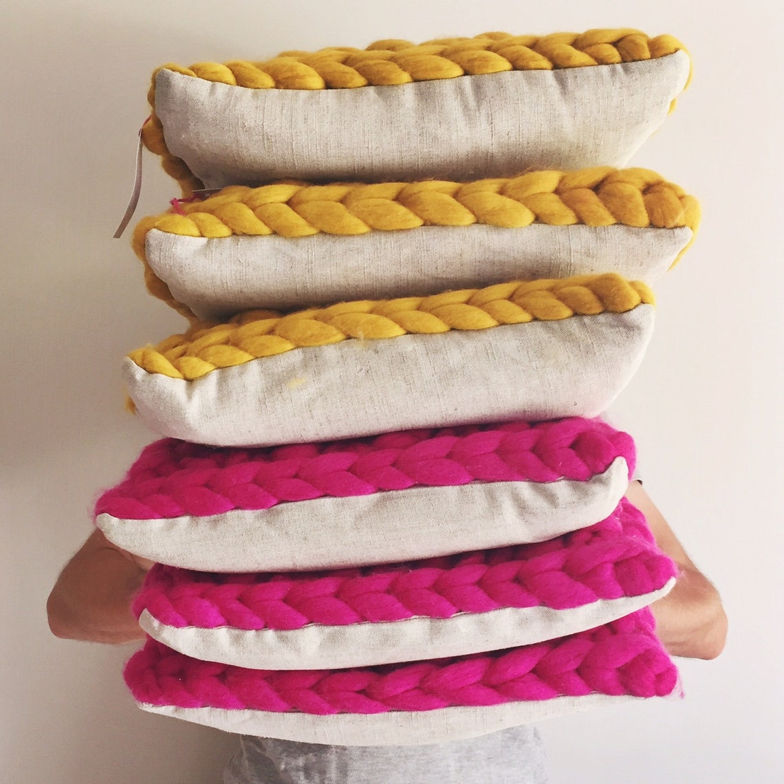 Pink Chunky Knit Cushion Bright Pink Knitted Cushion - Etsy UK