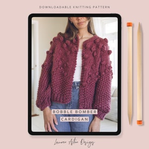 Knitting Pattern - Bobble Bomber | Chunky Cardigan knitting pattern