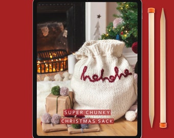 Knitting Pattern - Super Chunky Knitted Santa Sack - Instant Download