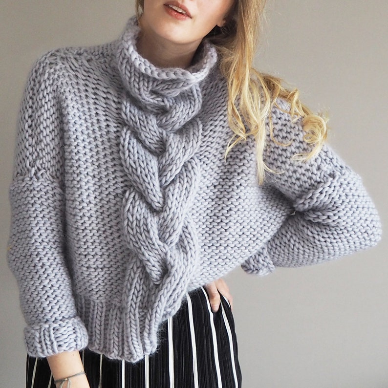 Cropped cable knit sweater from Lauren Aston Design at Etsy