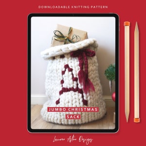 Knitting Pattern - Jumbo Knitted Santa Sack - How to knit a Christmas Sack instant download