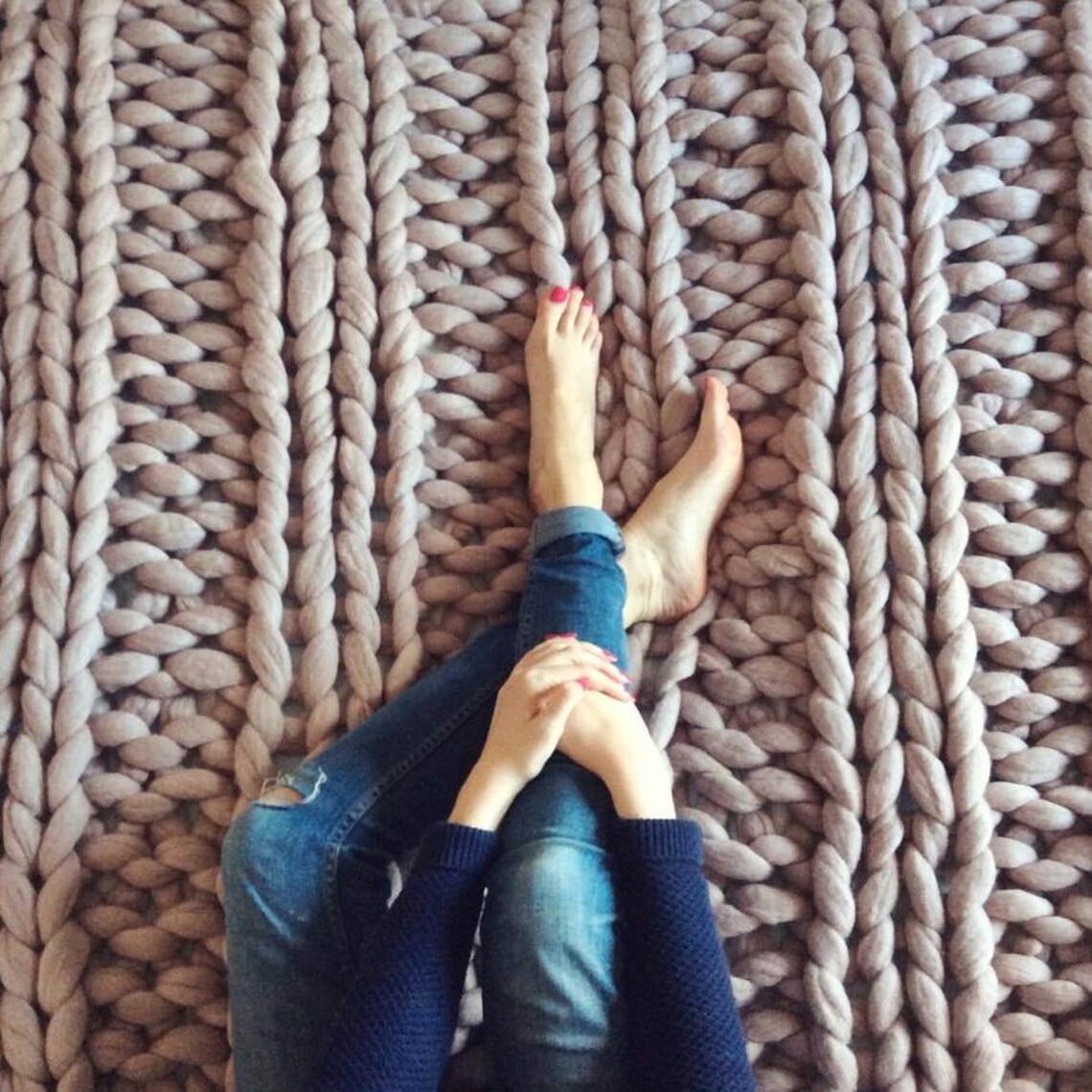 Chunky Knit Mink Blush Blanket Giant Knit Blush Blanket Etsy