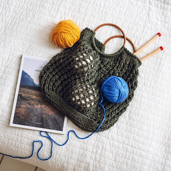 Knitting PATTERN - Tote Bag Knitting Pattern - Handbag Knitting Pattern -  Purse Knitting Pattern - Knitting Bag Knitting Pattern - PDF 130