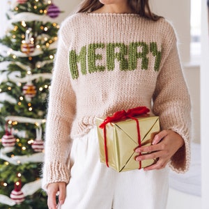 Knitting Pattern Merry AF Jumper Knitted Christmas Jumper Festive jumper knitting kit image 5