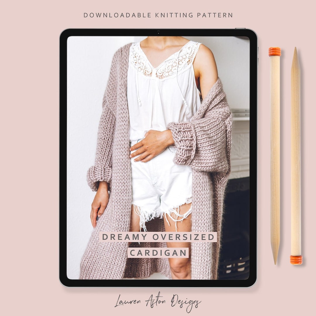 Knitting Pattern - Easy Oversized Cardigan Coat Knit Pattern - Dreamy ...