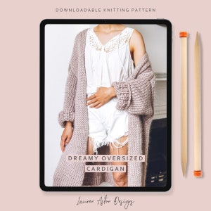 Knitting Pattern Easy Oversized Cardigan Coat knit pattern Dreamy Oversized Cardigan image 1