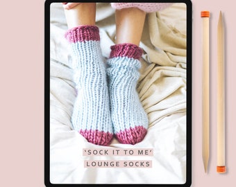 Knitting Pattern - Lounge Socks 'Sock it to me' - Instant Downloadable pattern