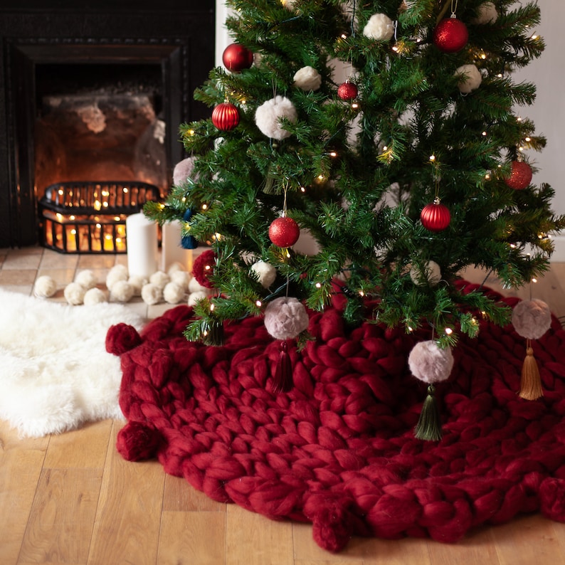 Giant Knitted Christmas Tree Skirt Christmas Home Decor FREE UK Shipping image 5