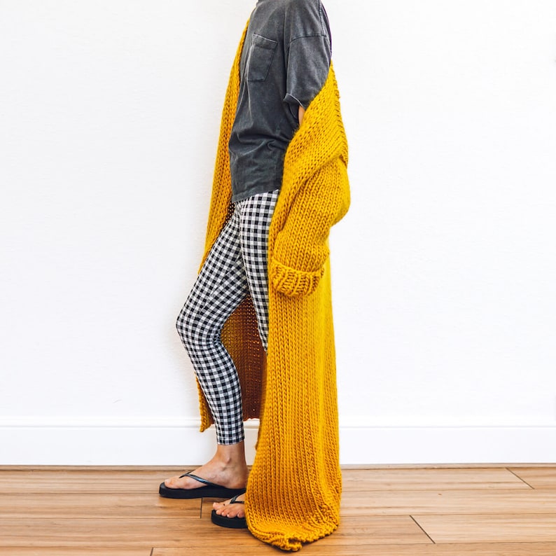Knitting Pattern - Easy Chunky Cardigan Coat - The 'Ankle Grazer' beginners knit image 2