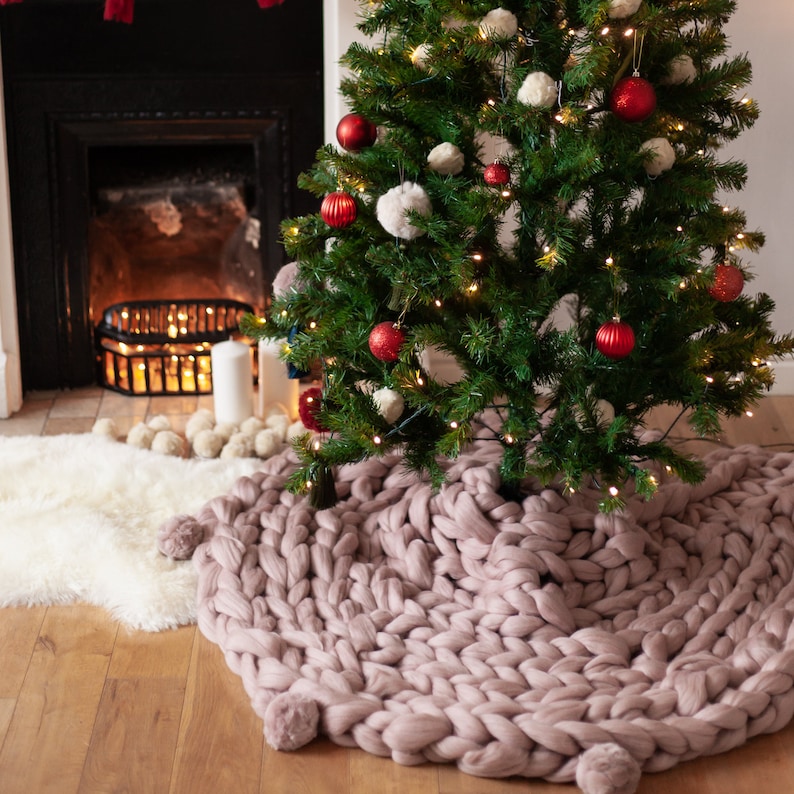 Giant Knitted Christmas Tree Skirt Christmas Home Decor FREE UK Shipping image 3