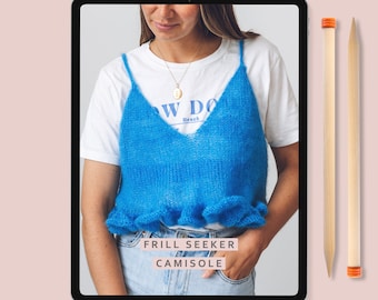 Strickanleitung - Frill Seeker Top Weste | Mini Mohair Camisole herunterladbare pdf | Gestricktes Sommer Top