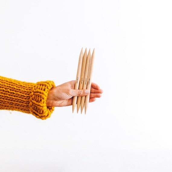 12mm Bamboo Knitting Needles for Super Bulky Yarn, Wooden Knitting