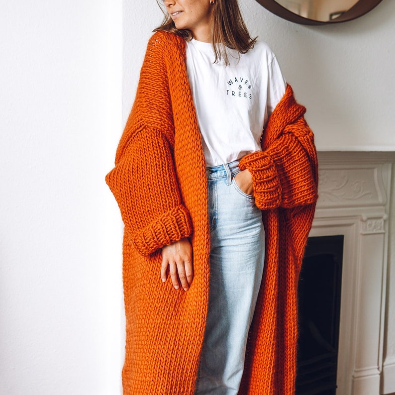 Knitting Pattern - Easy Chunky Cardigan Coat - The 'Ankle Grazer' beginners knit image 6