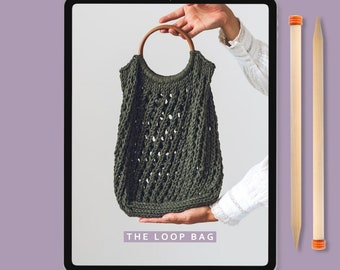 Knitting Pattern - The Loop Bag | Cotton bag knitting pattern | Instant PDF Download
