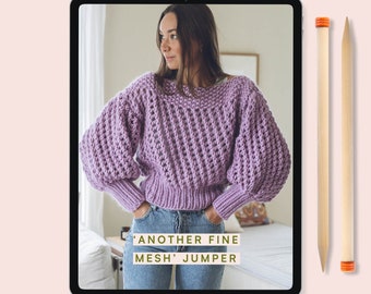 Knitting Pattern - Another Fine Mesh Jumper / Chunky knitted jumper PDF pattern