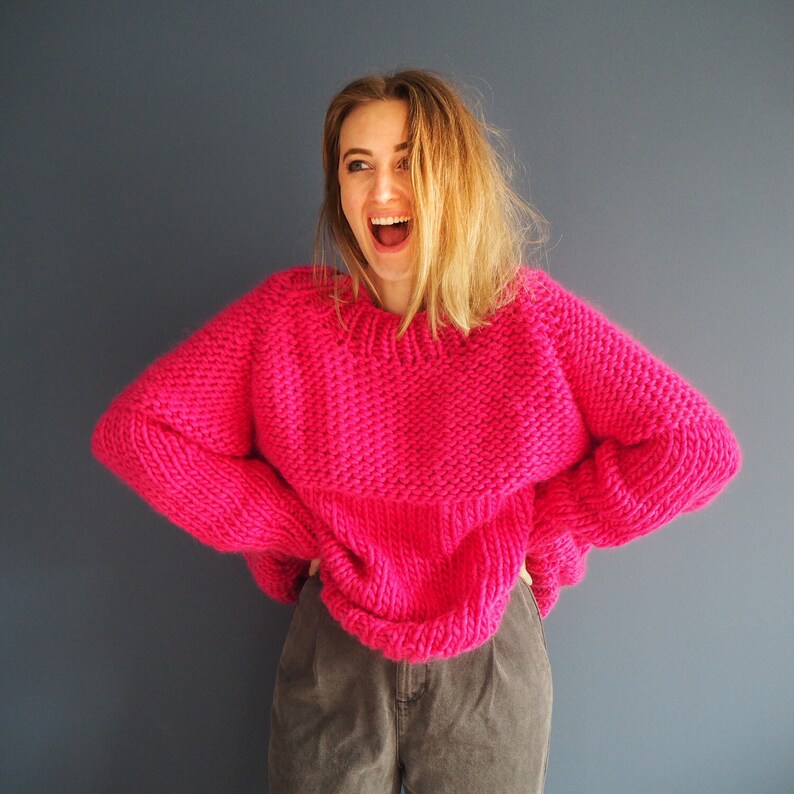 Knit Kit Not Your Basic Stitch Jumper Oversized Slouchy Etsy