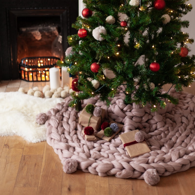 Giant Knitted Christmas Tree Skirt Christmas Home Decor FREE UK Shipping image 6