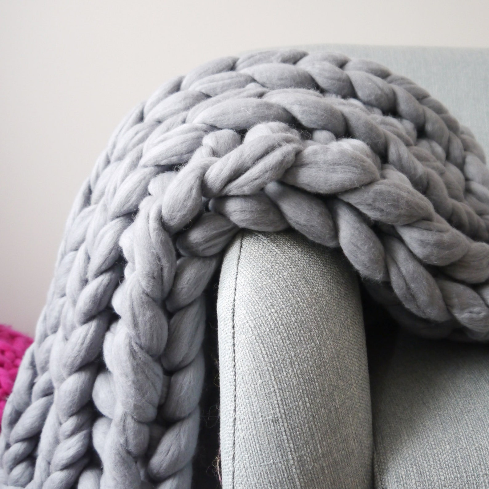 Grey Chunky Knit Blanket Giant Knit Blanket Chunky Knit Etsy