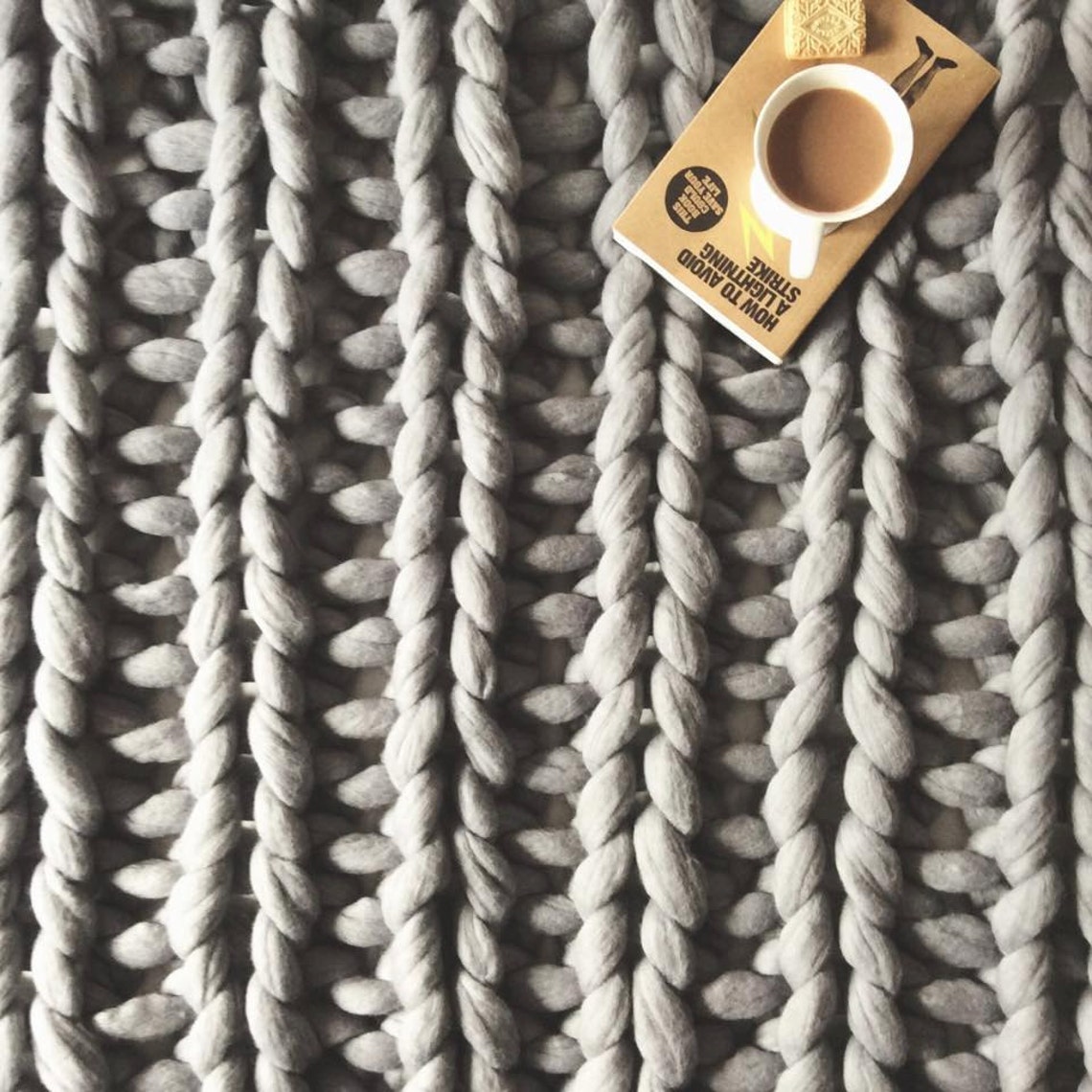 Grey Chunky Knit Blanket Giant Knit Blanket Chunky Knit Etsy
