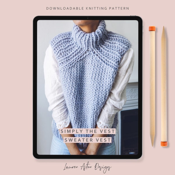 Knitting Pattern - Sweater Vest Downloadable Pattern - For Intermediate knitters