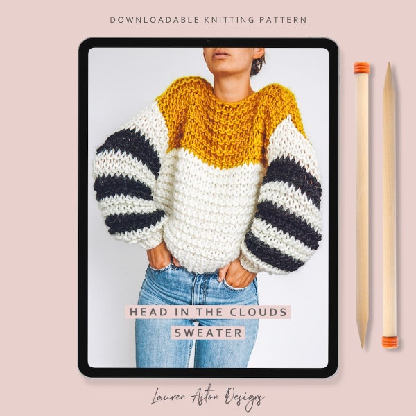 Knitting Pattern - Easy Jumper Knitting Pattern - Head in the Clouds Sweater for Beginners