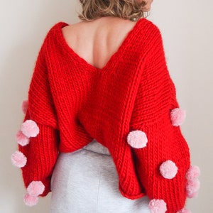 Knit Kit Pompom Jumper reversible jumper beginners knitting kit Shake ya pompoms image 7