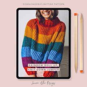 Knitting Pattern - Roll up Knit down Jumper - roll neck jumper knitting pattern