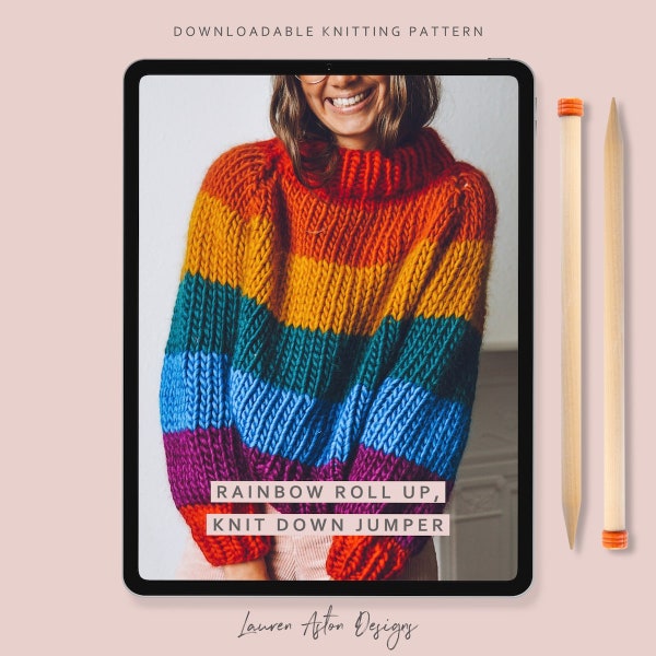 Knitting Pattern - Roll up Knit down Jumper - roll neck jumper knitting pattern