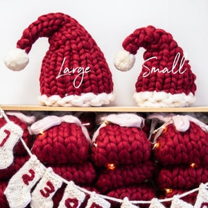 Knitted Santa Hat, Hand Knitted Chunky Christmas Hat, Unique Christmas Gift, Stocking filler festive holiday hat image 6