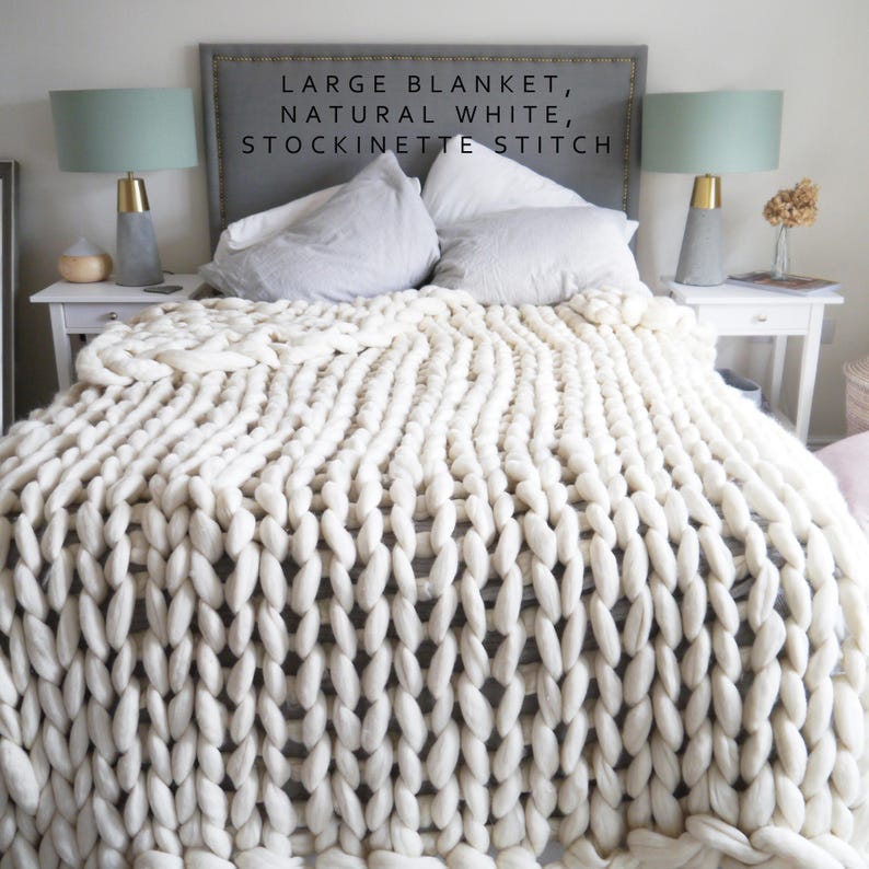 Chunky Knit Blanket Customise Colour Stitch and Size Chunky Etsy
